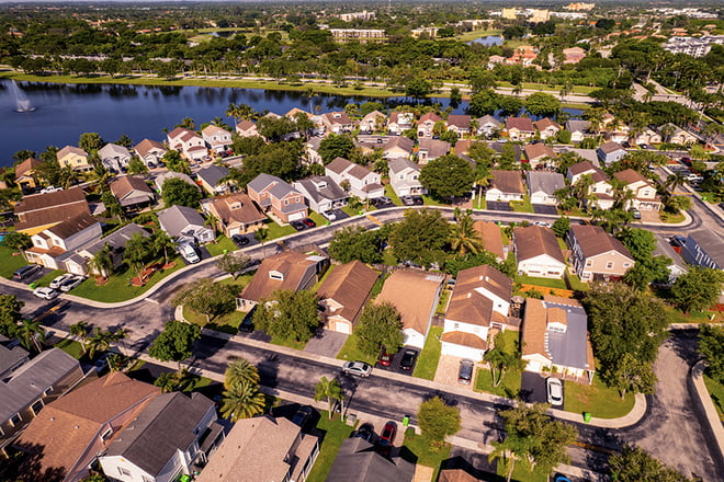 Aerial photo of homes within a Home Owner's Association in Florida.