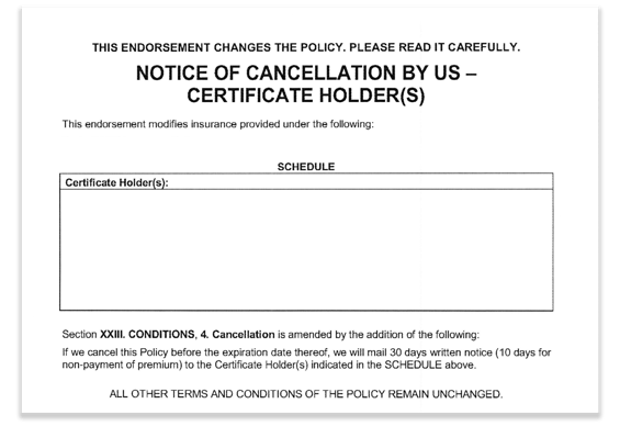 Notice of Cancellation Form