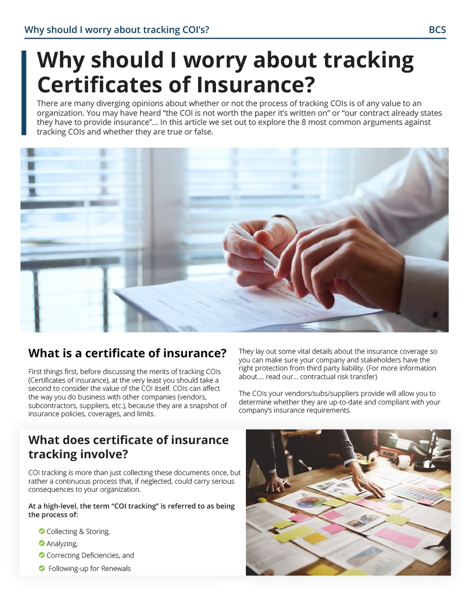 Why should I worry about tracking Certificates of Insurance?