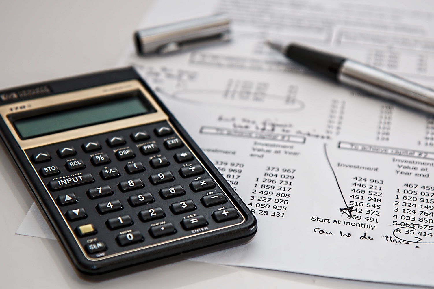 calculator and budget sheet