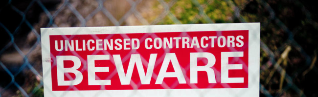 unlicensed contractors beware sign